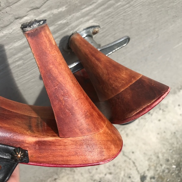 *Rare* wood clog French mule with platform heel - Picture 6 of 13